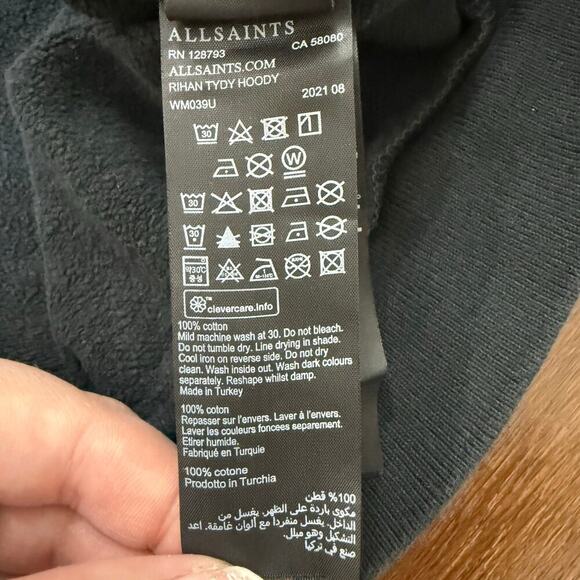 All Saints Rihan Women's Tye Dye Hoodie Black White Sz M Casual Y2K Lounge - Picture 6 of 10